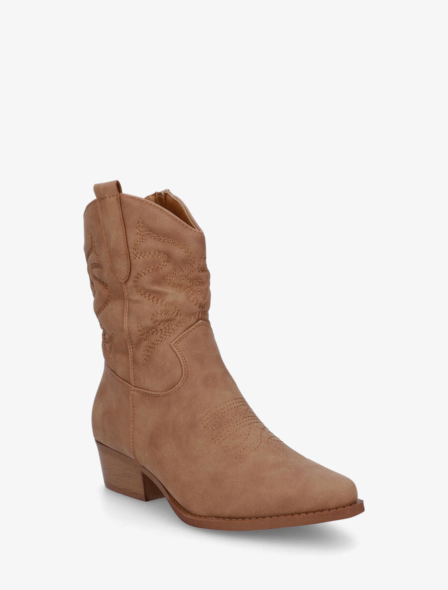 Bottines style santiags - Camel - 2