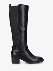 Bottes élastiquées en simili - Noir - 1