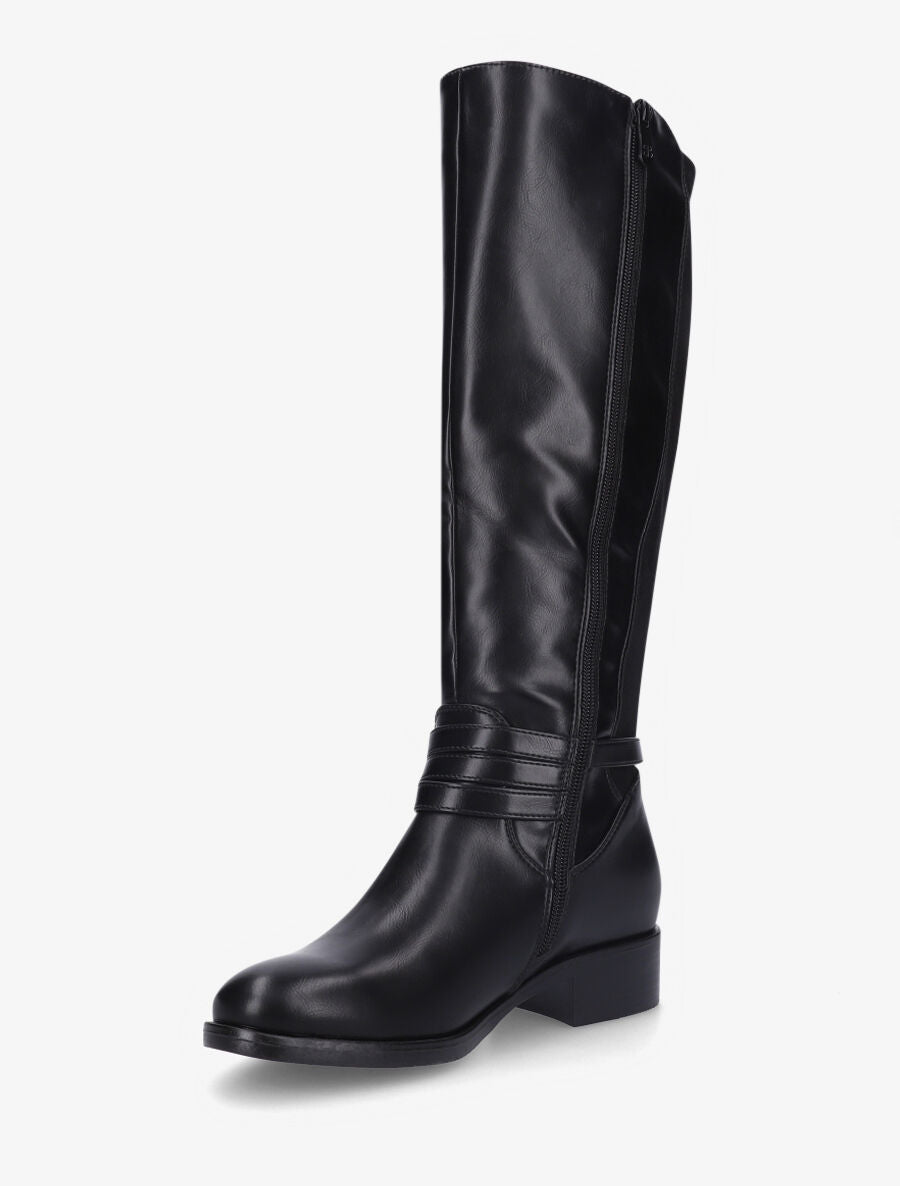 Bottes en similicuir à empiècement suédine - Noir - 3