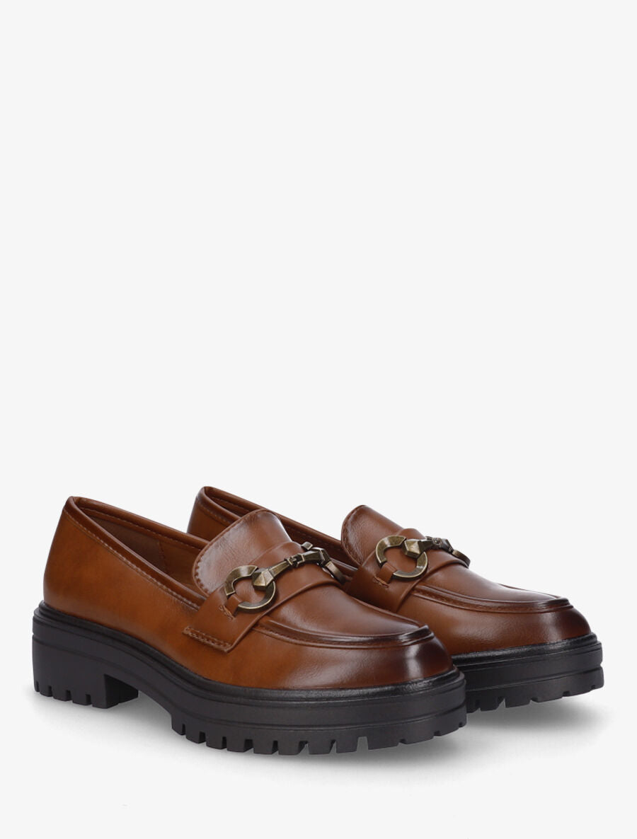 Mocassins à brides stylisées - Camel - 4
