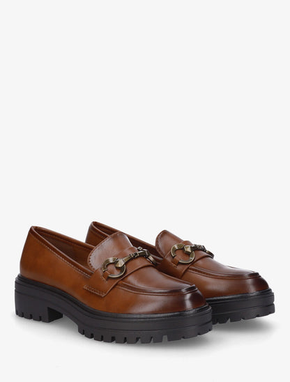 Mocassins à brides stylisées - Camel - 4