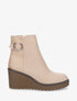 Bottines compensées en suédine - Beige - 1