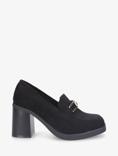Mocassins en suédine à talon épais - Noir - 1