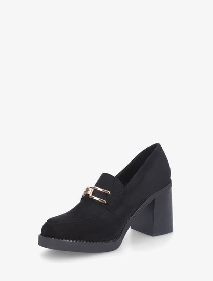 Mocassins en suédine à talon épais - Noir - 3