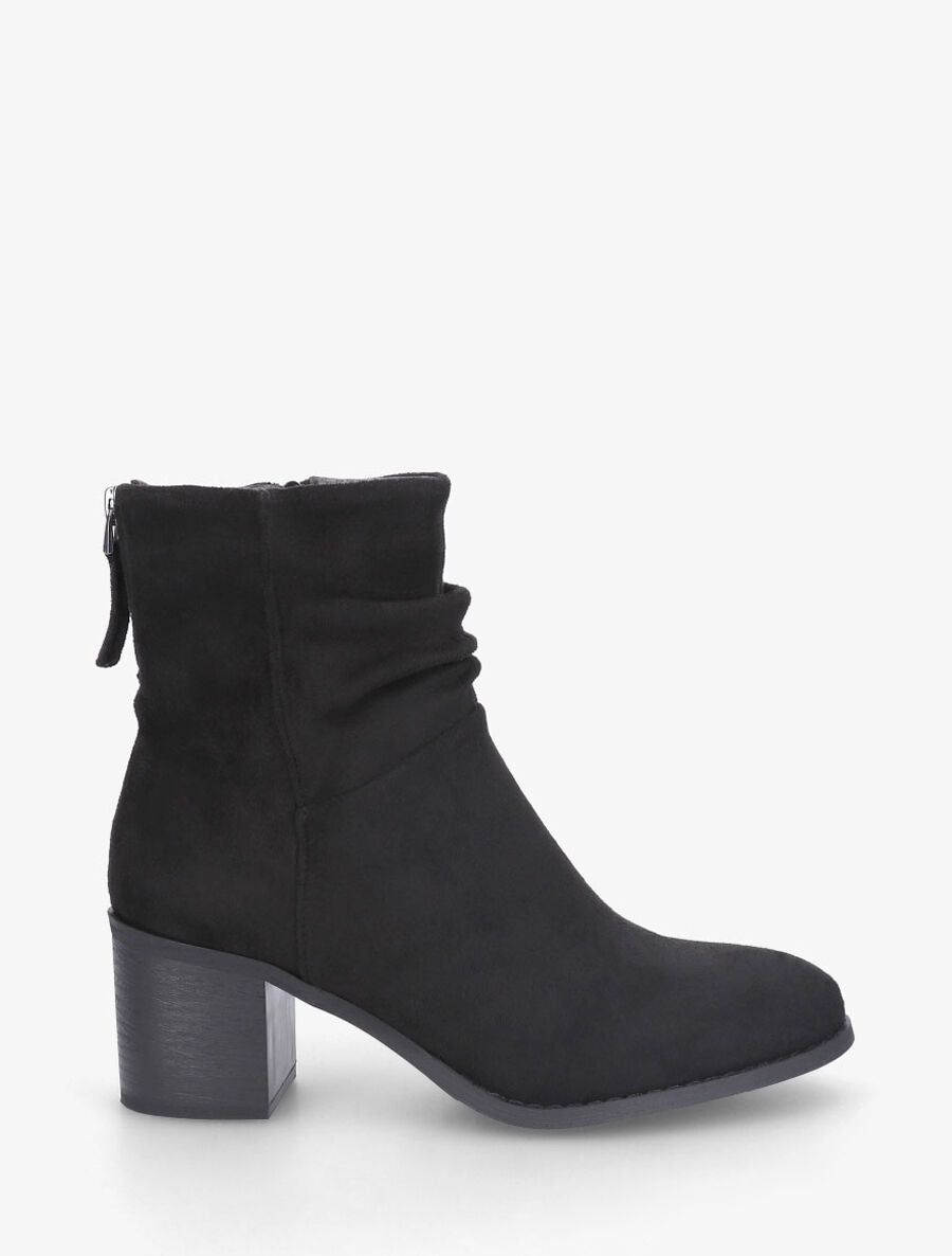 Bottines en suédine effet plissé - Noir - 5