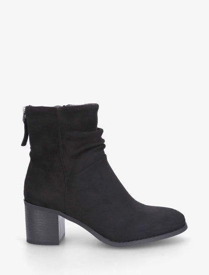 Bottines en suédine effet plissé - Noir - 5