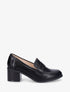 Mocassins à talon en simili - Noir - 5