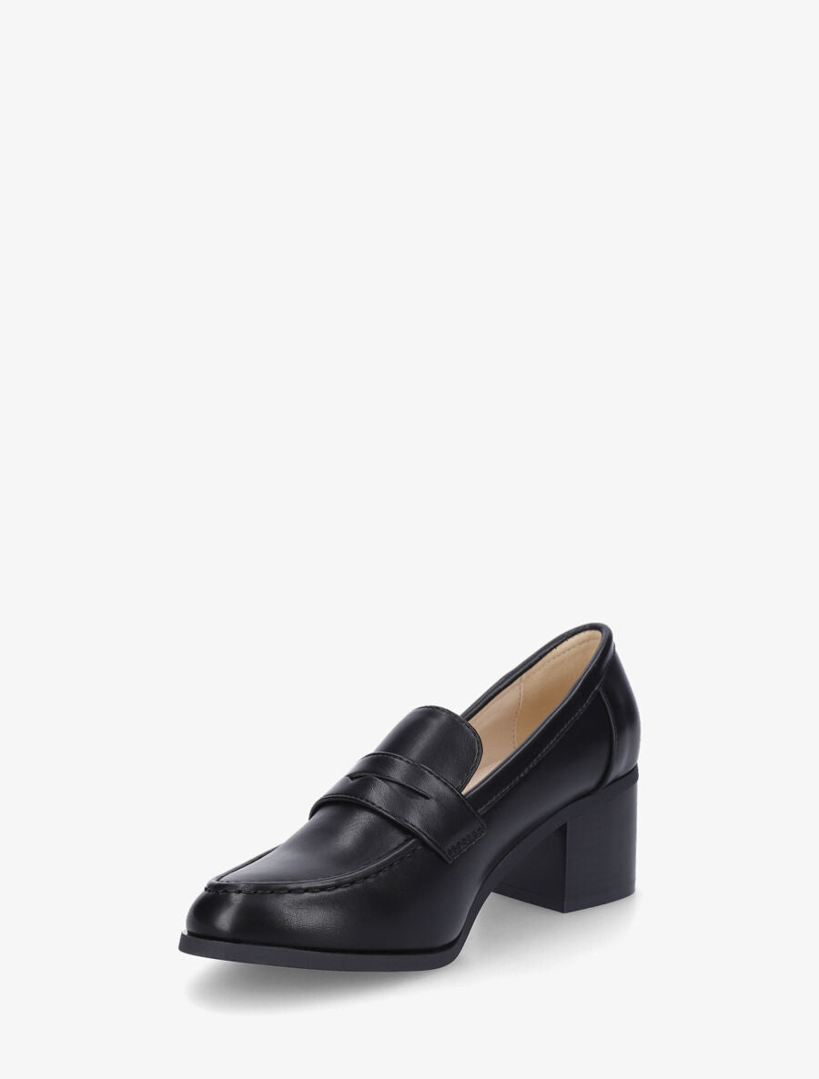 Mocassins à talon en simili - Noir - 3
