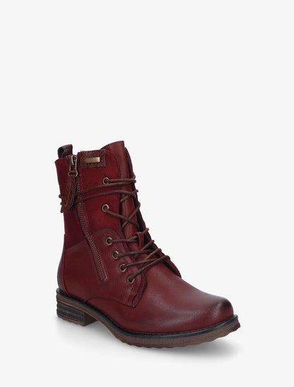 Bottines montantes et bimatière à lacets - Bordeaux - 2
