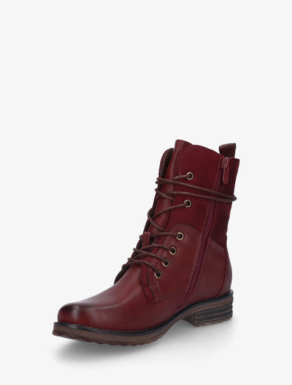 Bottines montantes et bimatière à lacets - Bordeaux - 3
