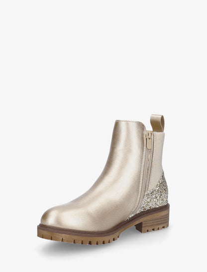 Bottines en simili nacré à contrefort pailleté et zip - Or - 3