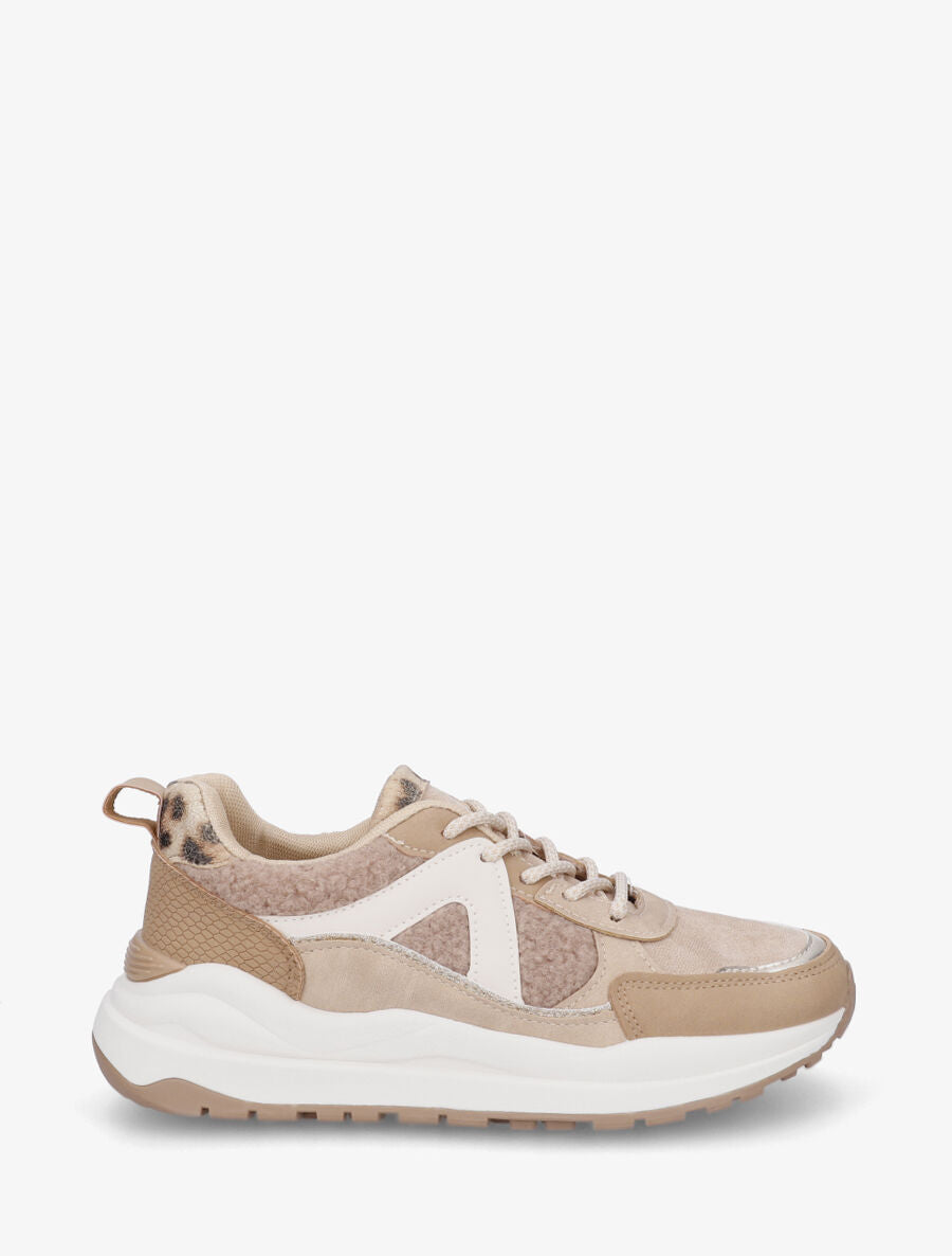 Baskets compensées multi-matières - Taupe - 5