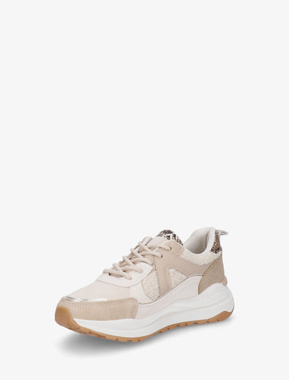Baskets compensées multi-matières - Beige - 3