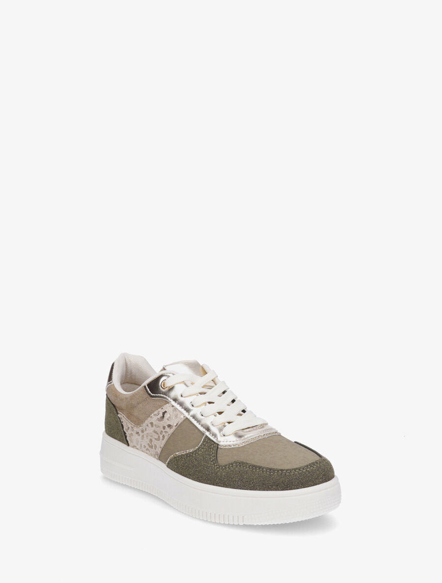 Sneakers à détail irisé et pailleté - Kaki - 2