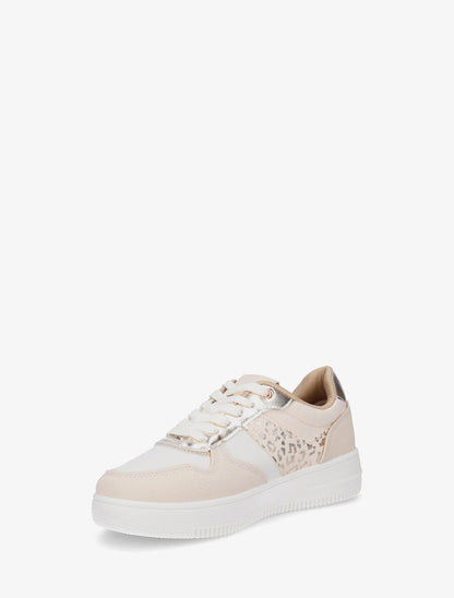 Sneakers à détail irisé et pailleté - Beige - 3