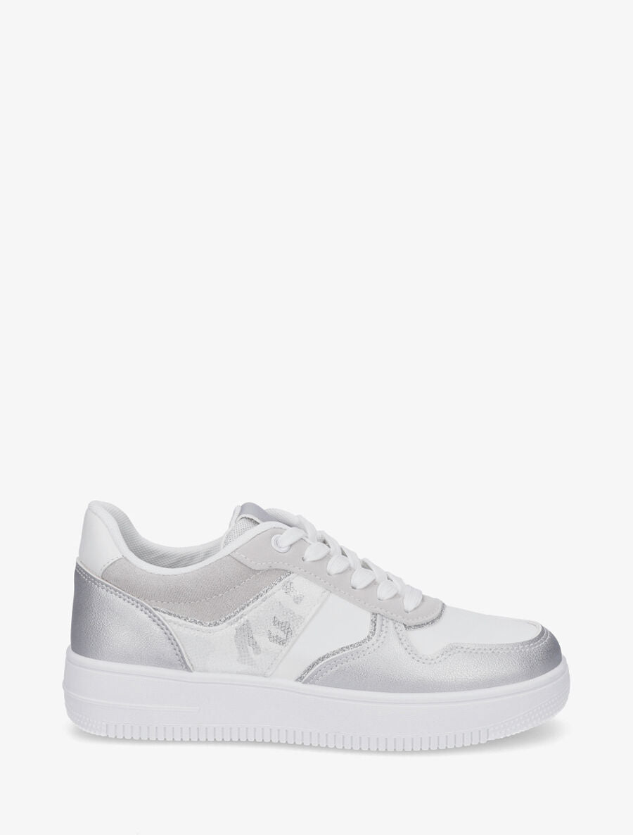 Sneakers à détail irisé et pailleté - Blanc - 5