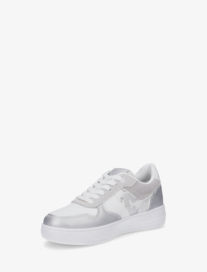 Sneakers à détail irisé et pailleté - Blanc - 3