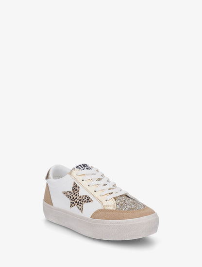 Sneakers bimatière et étoile incrustée - Taupe - 2