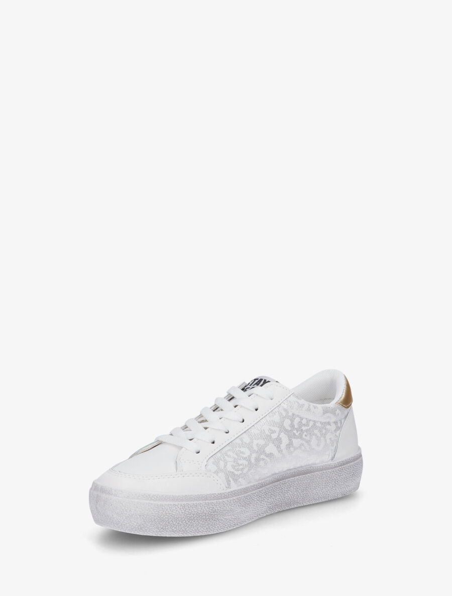 Sneakers bimatière et étoile incrustée - Blanc - 3