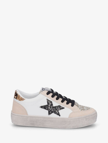 Sneakers bimatière et étoile incrustée - Noir - 5
