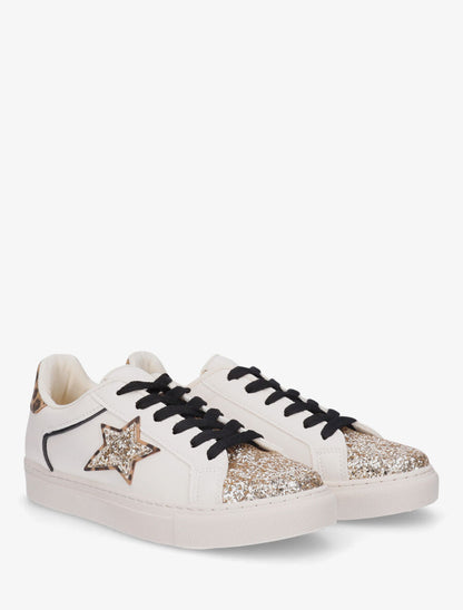 Sneakers en simili à détail étoile - Beige - 4
