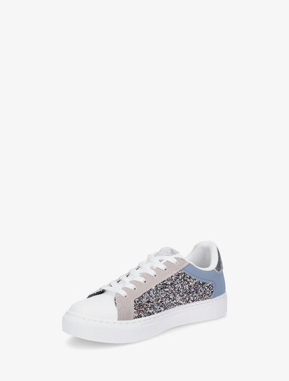 Sneakers en simili à détail étoile - Bleu - 3