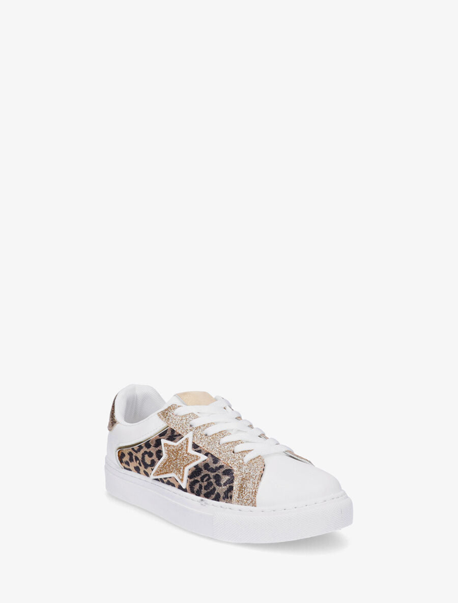 Sneakers en simili à détail étoile - Blanc - 2