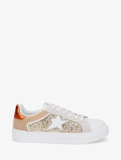 Sneakers en simili à détail étoile - Taupe - 5