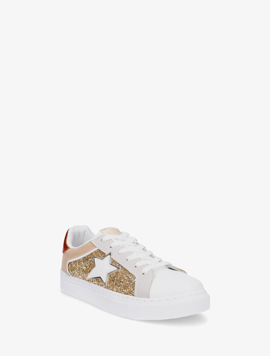 Sneakers en simili à détail étoile - Taupe - 2