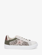 Sneakers en simili à détail étoile - Kaki - 5