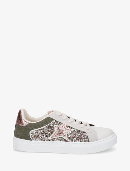 Sneakers en simili à détail étoile - Kaki - 5
