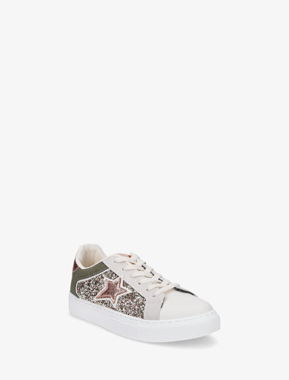 Sneakers en simili à détail étoile - Kaki - 2