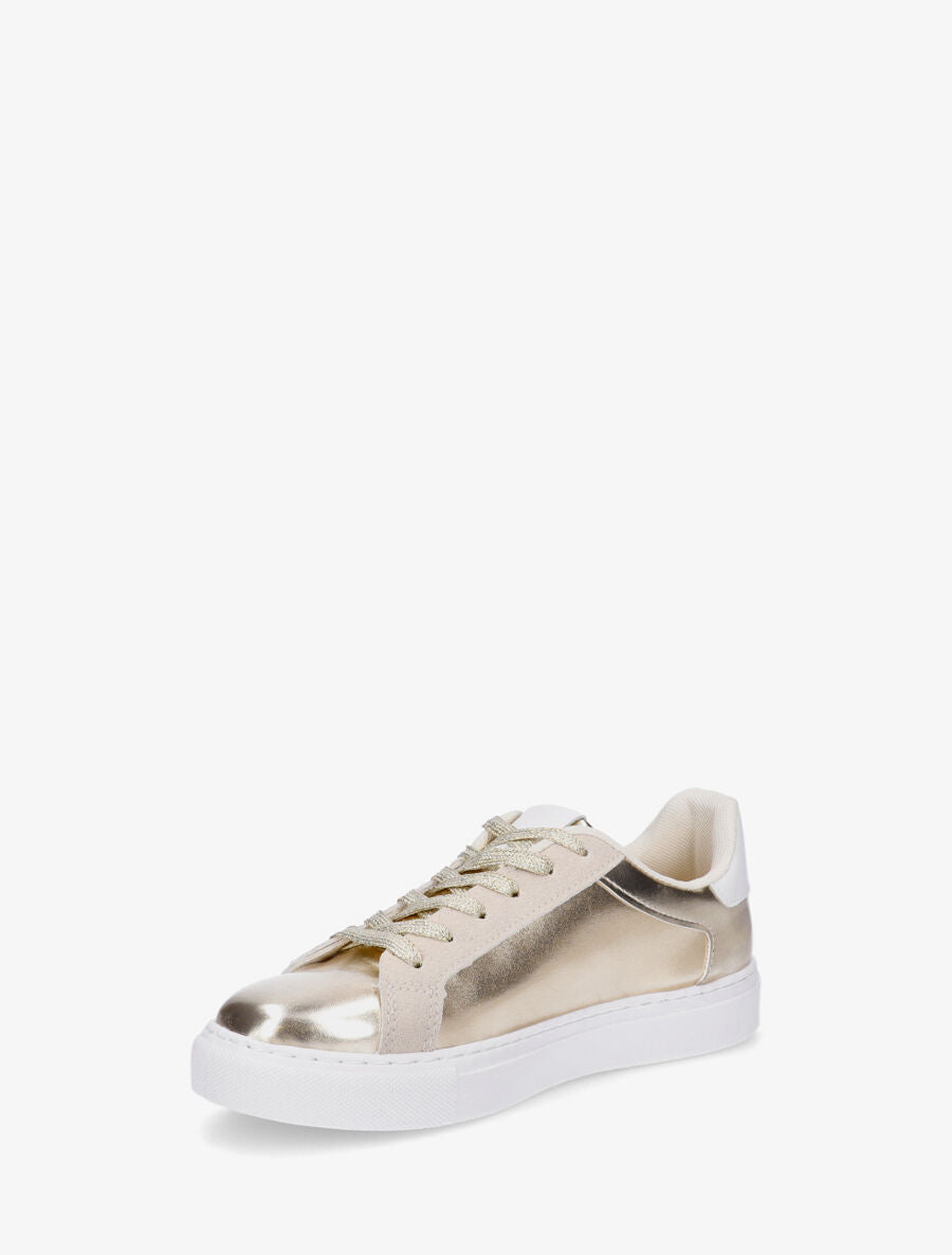Sneakers en simili à détail étoile - Or - 3