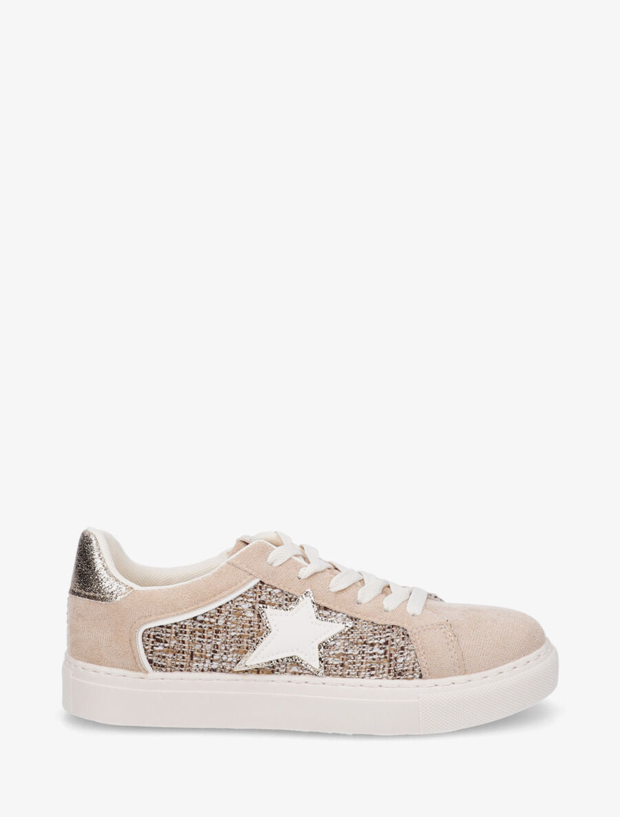 Sneakers en suédine à détail étoile - Beige - 5