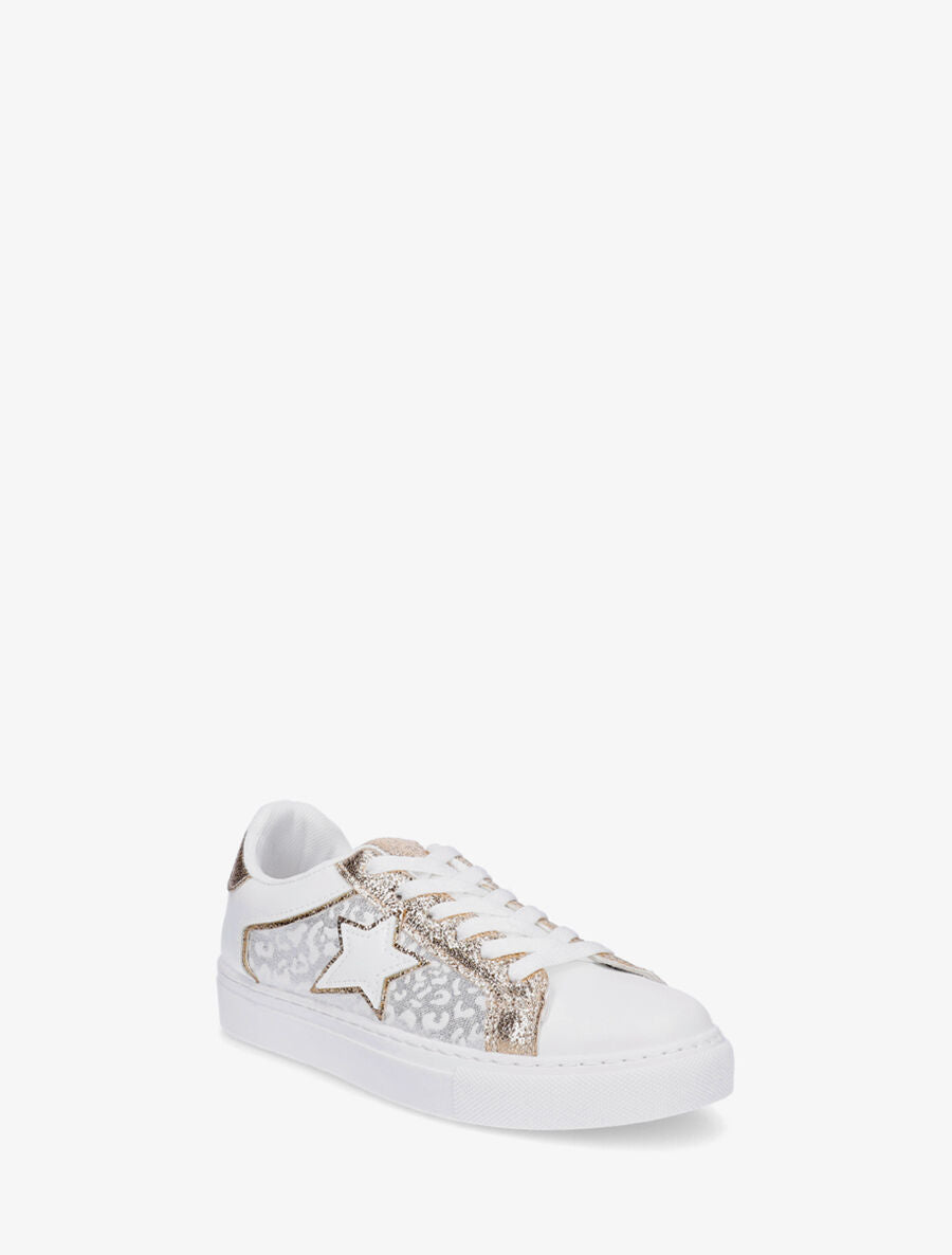 Sneakers en simili à détail étoile - Blanc - 2