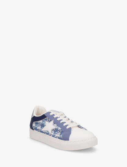 Sneakers en simili à détail étoile - Bleu - 2