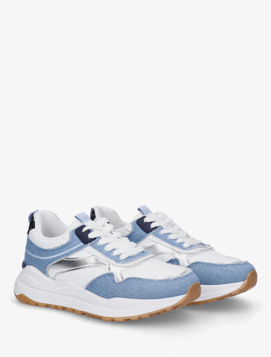 Baskets en simili effet jean - Bleu - 4
