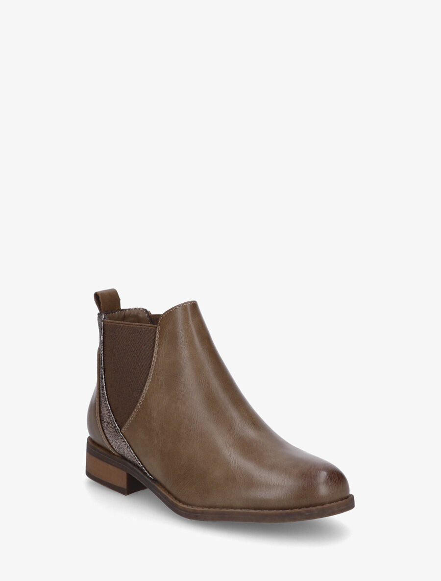 Bottines élastiquées à bande irisée - Taupe - 2