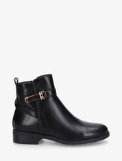 Bottines en simili à sangle dorée - Noir - 5