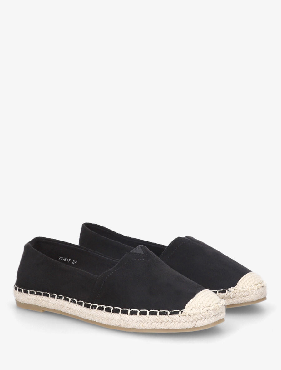 Espadrilles unies en suédine - Noir - 4