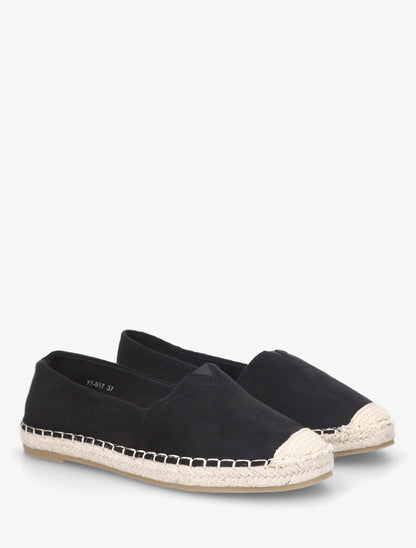 Espadrilles unies en suédine - Noir - 4