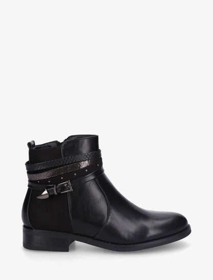 Bottines bi-matière à bandes dépareillés - Noir - 1