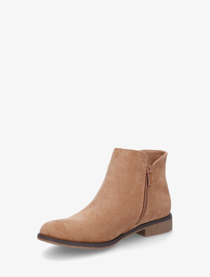 Bottines en suédine à zip décoratif - Taupe - 3