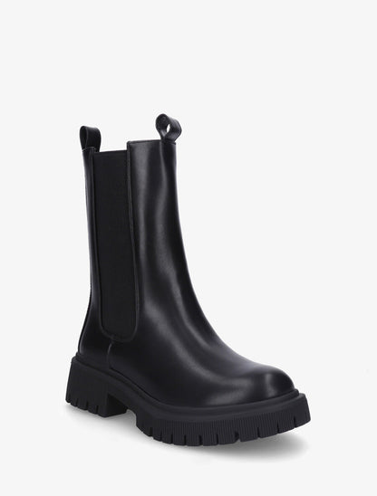 Bottines montantes élastiquées en simili - Noir - 2
