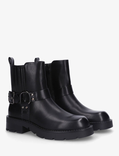 Bottines en simili à contrefort stylisé - Noir - 4