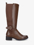 Bottes unies élastiquées et sanglées en simili - Marron - 1