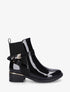 Bottines vernies en simili à boucles et empiècements métallisés - Noir - 1