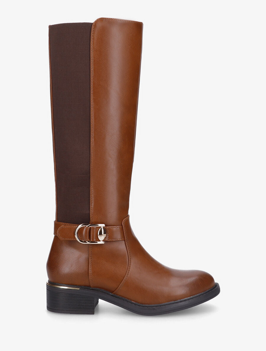 Bottes unies élastiquées à empiècement métal - Camel - 1