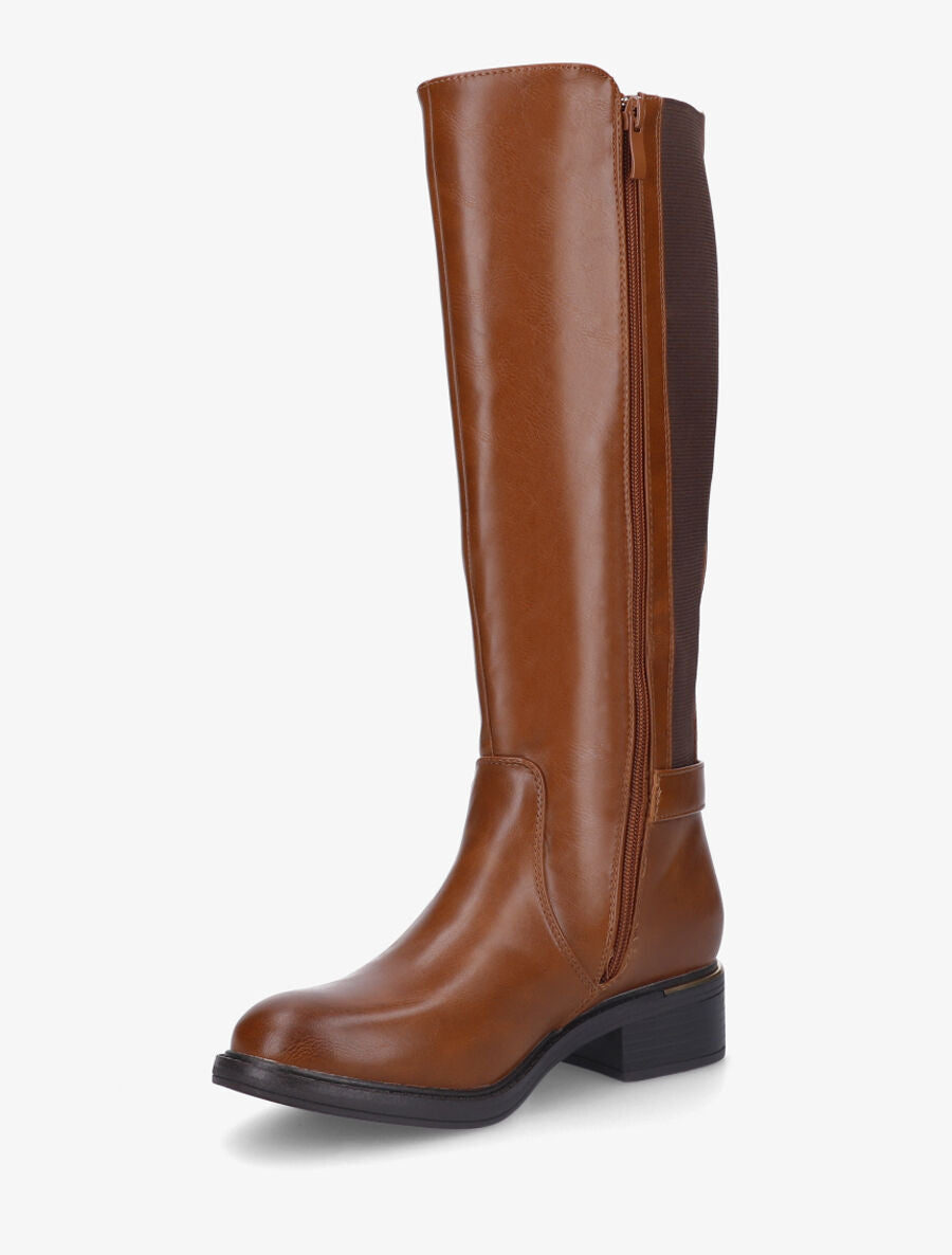 Bottes unies élastiquées à empiècement métal - Camel - 3