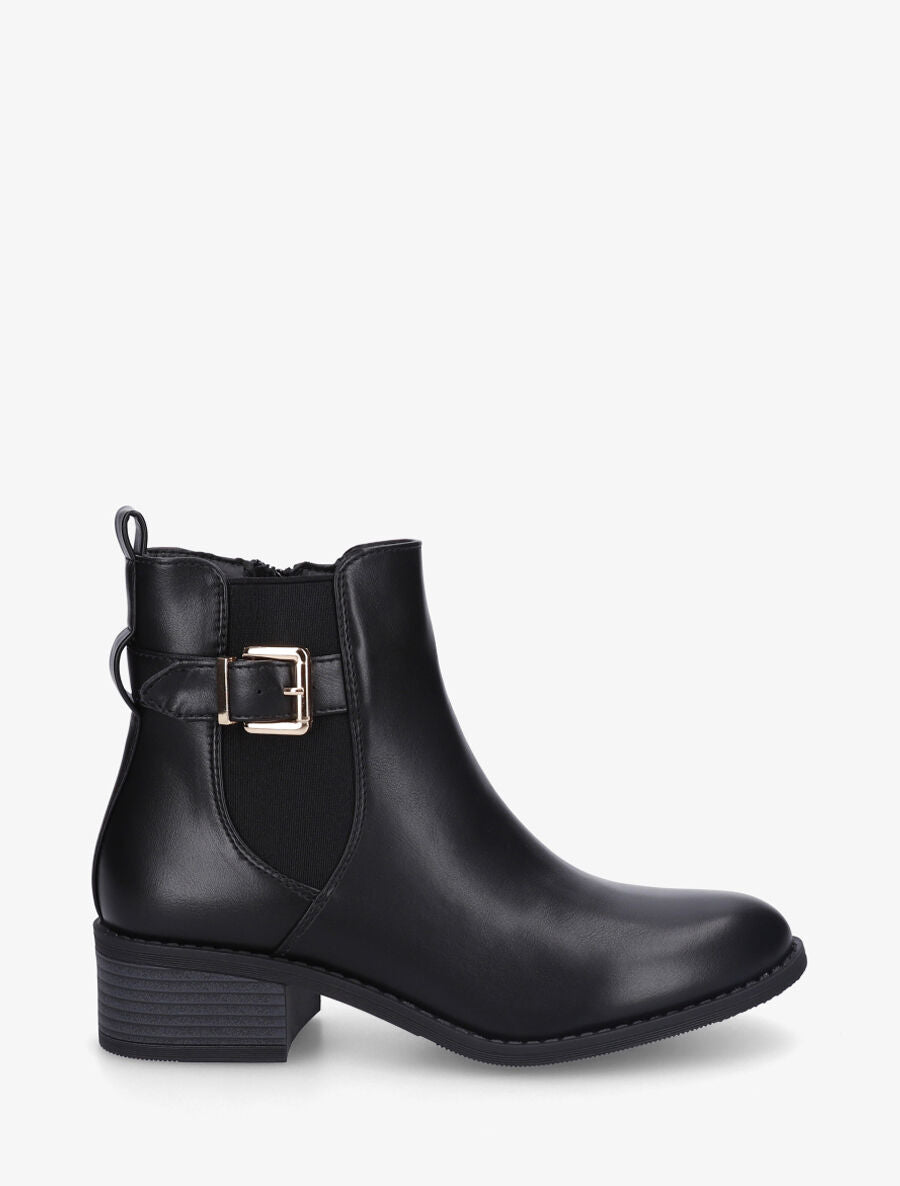Bottines en simili style chelsea à boucle - Noir - 5